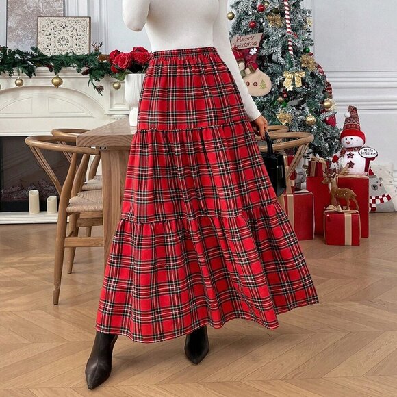 Dresses & Skirts - Multicolor Chic Women's Plaid Checkered Christmas Skirt
